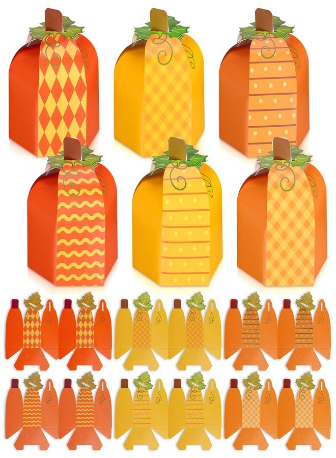 Cholemy 30 Pcs Thanksgiving Fall Treat Boxes Pumpkin Shape Gift Box for Candy Cookie Fall Treat Boxes Containers for Autumn Harvest Thanksgiving Party Favor Decoration, 6 Designs (Classic) - Image 1